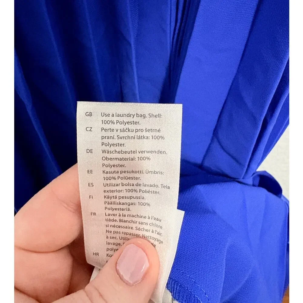 NWT COS Pleated Halterneck Midi Dress Sz 4 Cobalt Blue Wedding Guest Glam - Picture 9 of 9